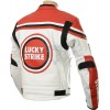 Lucky Strike WHITE & RED Leather Biker Motorcycle Jacket